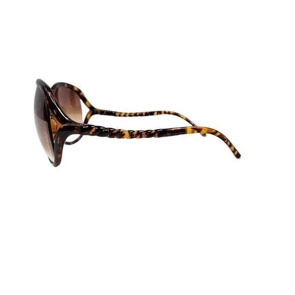 Oversized Round Tortoise Shell Sunglasses Twisted Curved Arms Women's - Picture 6 of 11